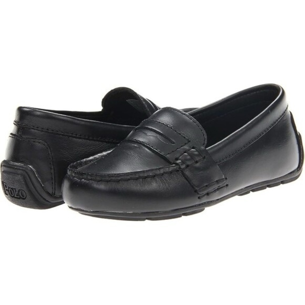 Polo Ralph Lauren Telly Black Leather Driving Mocassin Penny Loafer Size 35/ Y4